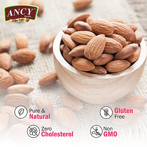 Image of Ancy Almonds 500 Grams (250 Grams X 2) - Raw, Whole And Delicious |Crunchy Texture without Sugar and Salt | Ideal for Snacking, Baking, Smoothies & Meal also for Healthy Lifestyle