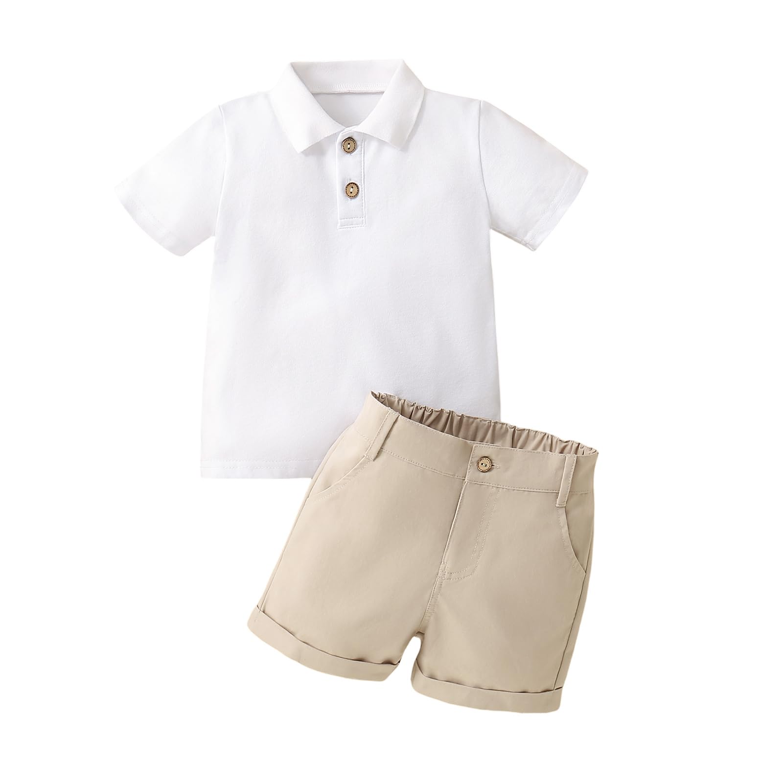 Yanmucy Bebé Niño Ropa de Verano Trajes Niño Polo Camisa de Manga Corta Sólido Elástico Pantalones Cortos Ropa Traje Casual Camiseta Tops Pantalones Cortos Conjunto 1-6 Años