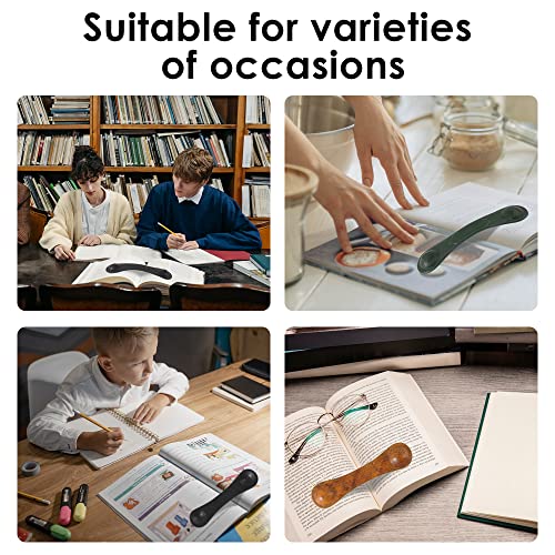 Image of KINIVA Leather Weighted Bookmarks Book Weight Page Holder for Reading,Book Open Holder for Kids Adult,Gifts for Reader (01 Black)