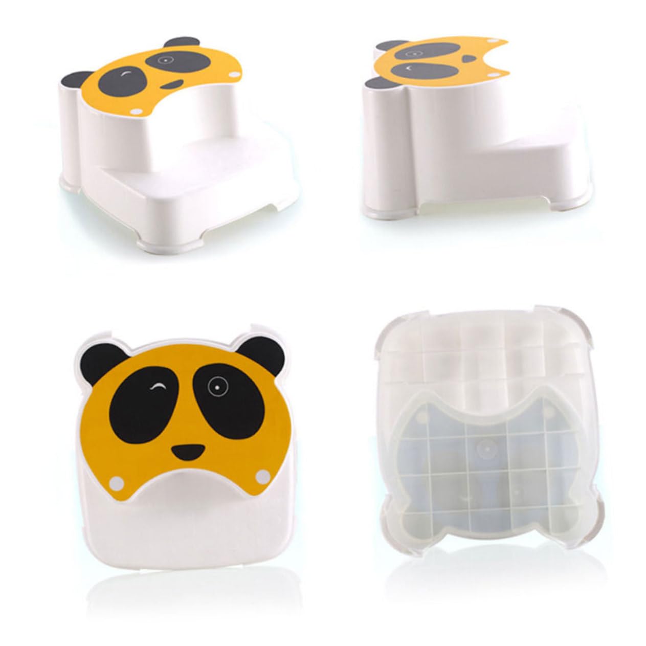 Alipis Sgabello Bambini Forma Panda Antiscivolo per Bagnetto e Lavabo in Plastico Doppio Strato