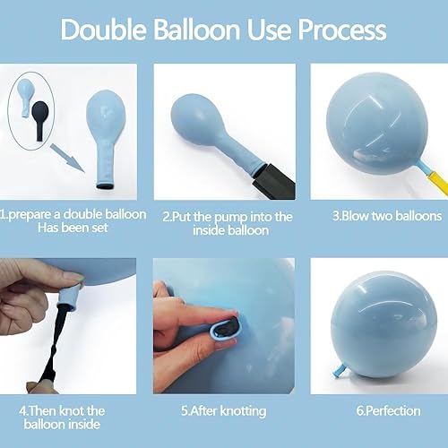 Miniatura 4 de Guirnalda de globos azul marino, doble relleno, globos de arena azul polvoriento, dorado y blanco, kit de arco de látex metálico beige crema para