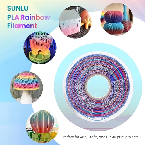 Image of SUNLU 3D Printer Filament, Rainbow PLA Filament 1.75mm, Multicolor Gradient 3D Filament, Neatly Wound 3D Printing Filament, Dimensional Accuracy + /-0.02mm, 1KG Spool. (Rainbow PLA 01)