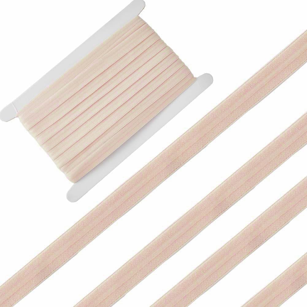GORGECRAFT 10 Yards x15mm Silicone Elastic Band Gripper Non-Slip Rubber Elastic Webbing for Sewing with 5mm Rubber Stretch Strap Webbing Belt for DIY Crafts Underwear Bra Headband, Blanched Almond