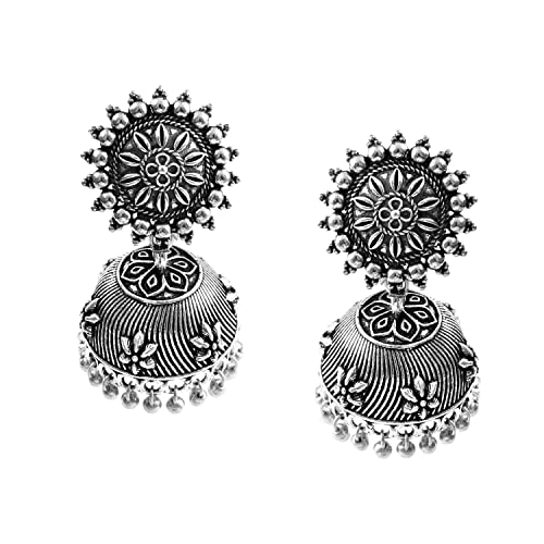 Image of HANIYA Jewellery Set for Women Oxidised Silver Tradtional Necklace Jewellery Set with Earrings