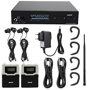 Garsent In-ear monitorsysteem, draadloos monitoring systeem met 2 ontvangers voor bewaking studio recording (EU 100-240V…