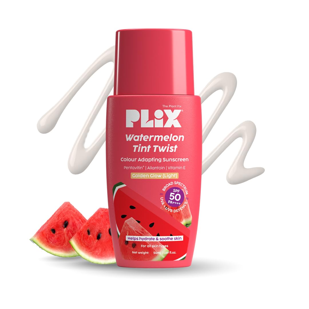 PLIX - THE PLANT FIX Watermelon Tint Twist Color-Adapting Sunscreen | For light coverage & instant glow | SPF 50 PA++++ | Pentavitin®, Suncat DE™ | Sun Damage & Tan Repair | low to medium coverage-image-9