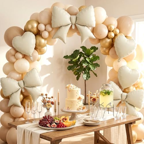 Image of 12 Pcs 18 Inch Heart Balloons and 38 Inch Bow Balloons, Large Foil Bow Heart Balloon Bow Party Decorations for Birthday Baby Shower Valentines Wedding Party