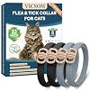 Flea and Tick Collar for Cats – 4 Pack, 32 Month Protection Treatment, Waterproof, Natural Prevention, Adjustable for Cats & Kittens (Black Grey)