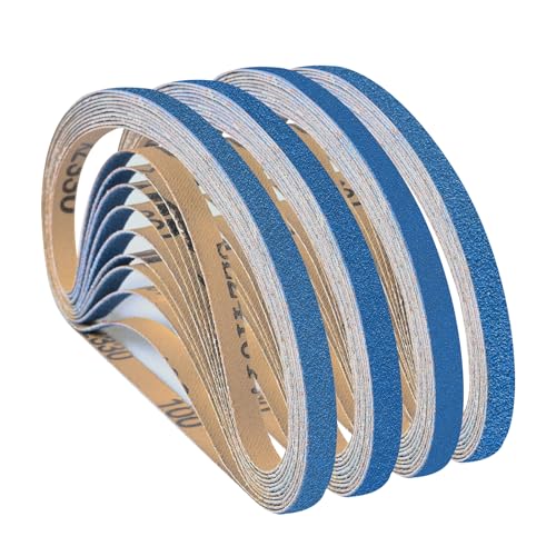 UMXIUO 32 Pièces Bandes Abrasives 9 x 533 mm, Bande Abrasive Grain 40/60/80/120 pour Ponceuse à Bande pour Métal Bois