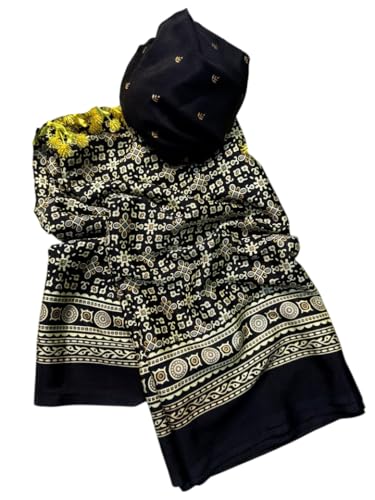 Image of SATIKA VASTRAM Modal Silk Ajrakh Saree Bandhani Design Crepe Printed Designer Pallu Attach Blouse Piece