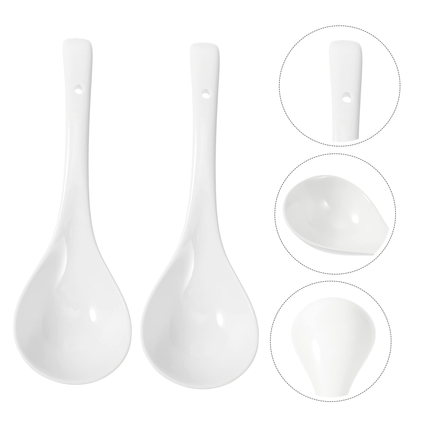 TOPBATHY Cucharas Para Sopa Cuchara De Cerámica Duradera Mango Para Restaurantes y Escuelas