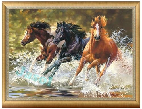 Image of Jasol Diamond Painting Kit, 40x30 Cms, Full Drill, 5D Crystals, Home Wall Decor Gift Set (Horse J40017)
