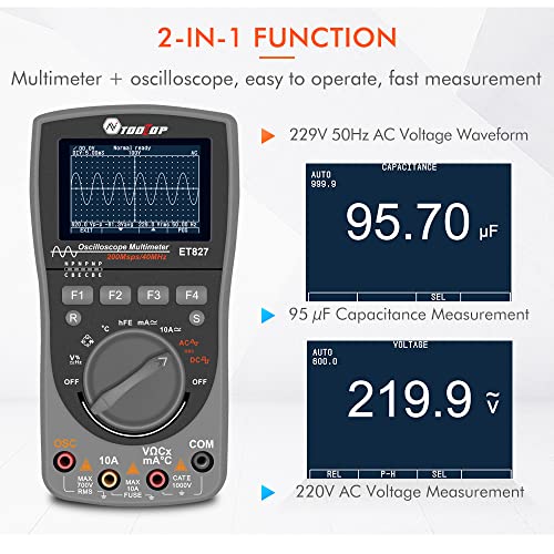 Image of 2 in 1 Handheld Oscilloscope Multimeter Digital Signal Generator 2 Channels 40Mhz Bandwidth 200 MSps 6000 Counts DIY and Lab Voltage Current Diode Triode Test