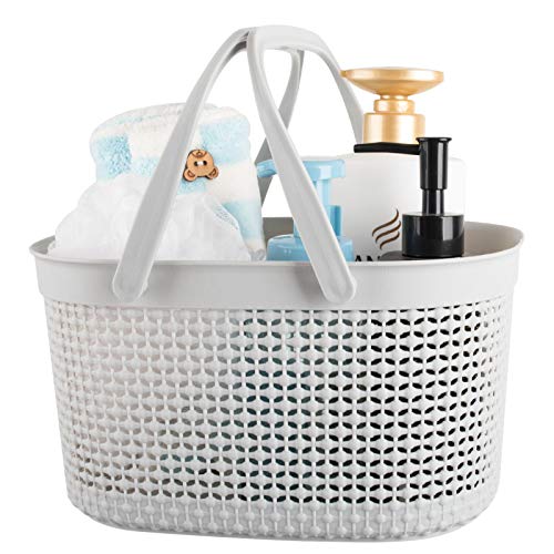 Image of rejomiik Portable Shower Caddy Basket, Plastic Organizer Storage Tote with Handles for Bathroom, College Dorm, Kitchen - Grey
