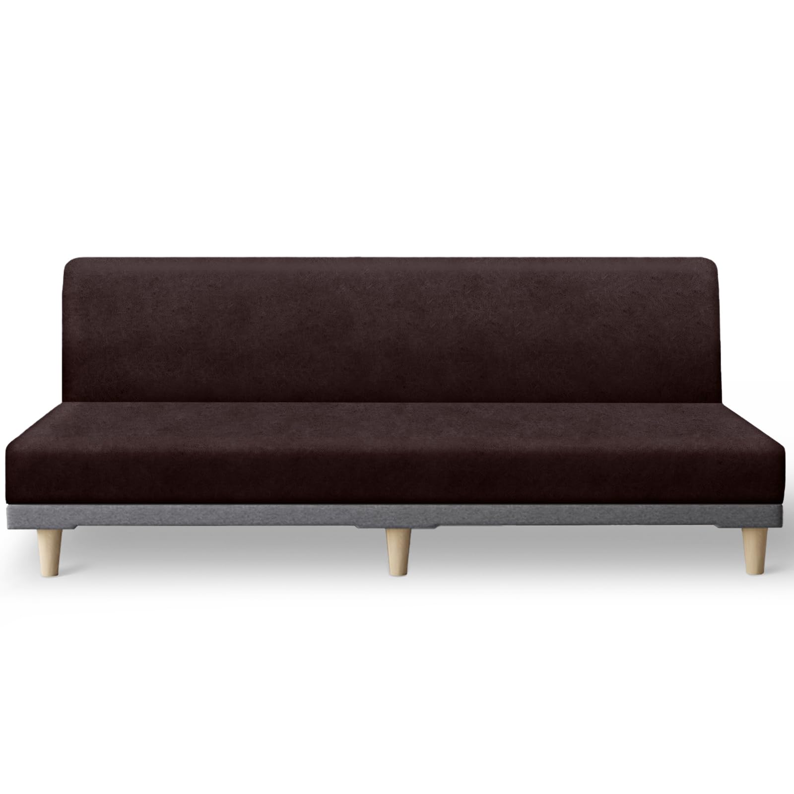 molasofa Leather Like Stretch Futon Slipcover Armless Sofa Cover Furniture Protector with Elastic Bottom, Soft and Washable Futon Cover for Sofa Bed （