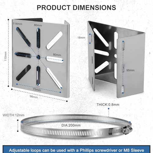 2 Stück Masthalterung Universal Halterung für Überwachungskamera, Masthalterung Kamera Edelstahl Außen, 6 Schlaufen Universelle Vertikale Masthalterung Halterung für Ring Kamera IP-Kamera CCTV-Kamera
