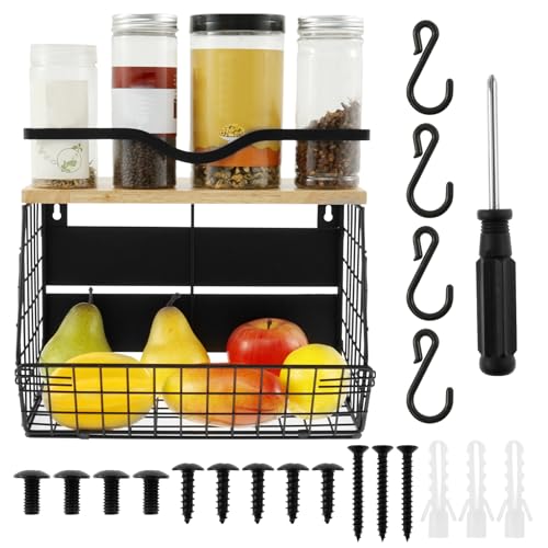 YMKWZ Magnetic Shelf for Refrigerator Detachable Large Capacity Magnetic Spice Rack Large Opening Magnetic Fridge Organiser With 4 Hooks for Kitchen Organization and Storage