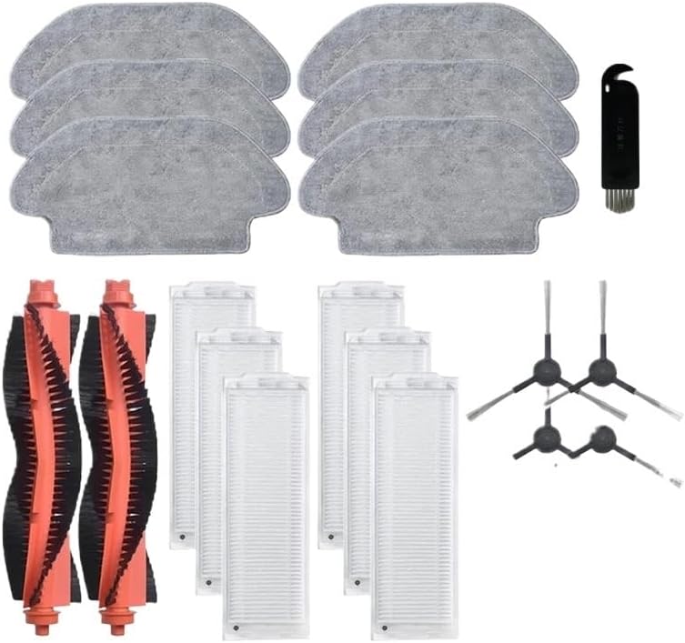 Roller Side Brush Hepa Filter Mop Cloth Replacement Compatible with Karcher RCV 3 Robot Vacuum Cleaner Spare Parts Tool Brush Accessories(Set12)