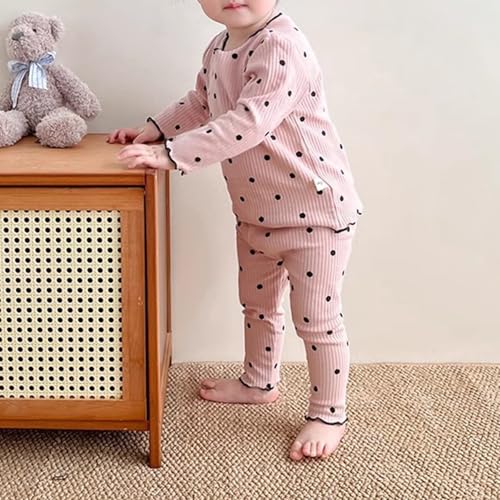 Teen Girls Cotton 𝐏a𝐣ama Set Ruffle Trim 𝐏ajamas Long Sleeve Blouse and Pants Loung𝐞wear Kids Polka Dot 𝐒leepwear3