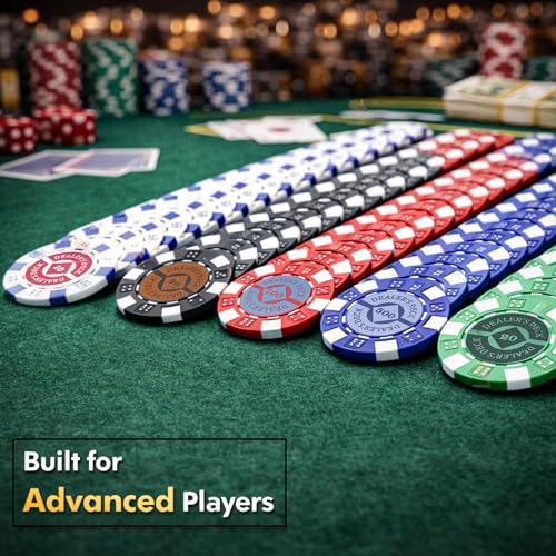 Image of WISHKEY Poker Chips Set Printed 200 Pieces Casino Style Double Injection Iron Core Chips 10, 20, 50, 100 & 500 Rupees Value Heavyweight 11.5g Poker Tokens for Casino & Home Games