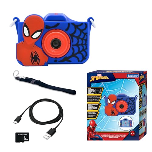 Lexibook, Spider-Man, Appareil Photo 4-en-1 pour Enfant avec Protection, Fonctions Photo, vidéo, MP3 et Jeux, 15 Cadres pour Personnaliser Vos Photos, Carte...