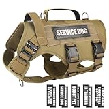 WINSEE Service Dog Vest Harness for Large Dog, Tactical Working MOLLE Vest with 10 Pet Patches, No Pull Heavy Duty Harness for Training Hunting Walking