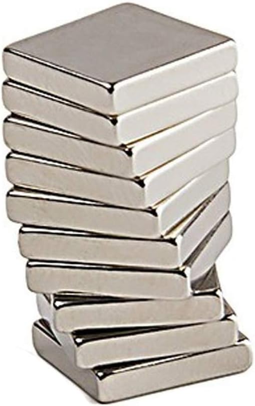 Perfect Magnets RECTANGLE Shape 10 Pcs Nickel/NEODYUIM Coated Premium Brushed Refrigerator Magnet for Science and School Projects (10x10x2)