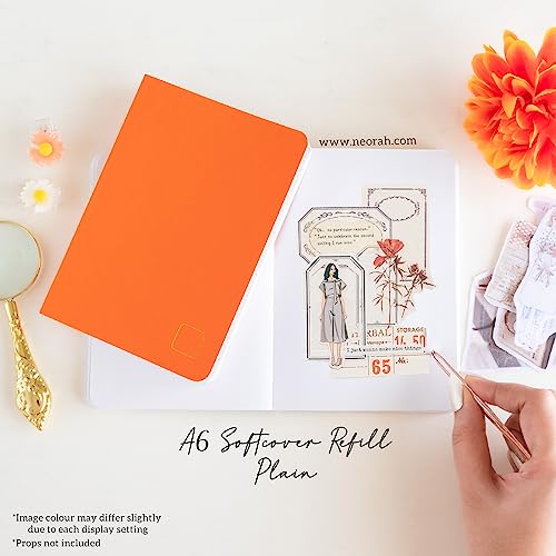 Image of NEORAH - A6 Notebook SOFT COVER | Journal REFILL | Unruled Notebook Journal | 110 GSM | 160 pages (Size 14.8 cm x 10.5 cm) Planner Journaling Writing Note Taking Diary -ORANGE