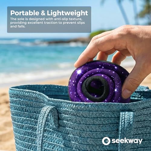Image of SEEKWAY Water Shoes Women Men Adult Quick-Dry Aqua Socks Barefoot Non Slip for Beach Swim River Pool Lake surf Black SK002(U)