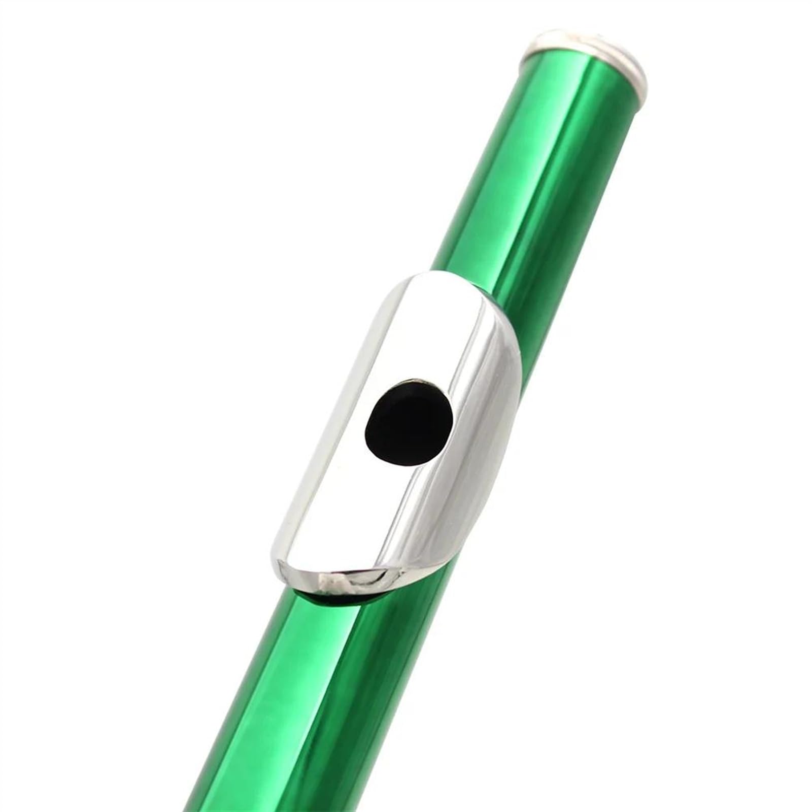 Flauta de llave plateada niquelada con tubo de cuproníquel verde de 16 agujeros con estuche y soporte para flauta Flauta Travesera Kit