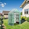 Outdoor portable walk in greenhouse 3 tiers 6 shelves w durable pe cover roll up zipper door steel frame screen windows garden greenhouse for growing plants and storage w ground pegs ropes  urban country home decor