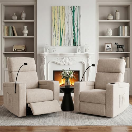Image of ABCASA Power Recliner Rocking Chair Nursery, Swivel Glider Set of 2, Brown