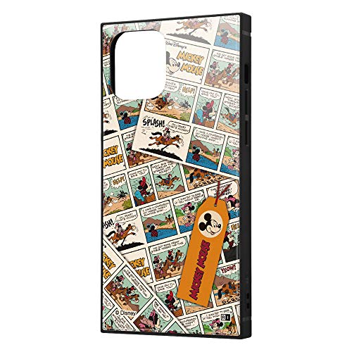 イングレム iPhone 12 iPhone 12 Pro ディズニー キャラクター 耐衝撃 ハイブリッド ケース カバー KAKU ストラップ ホール 付き スクエア 軽量 ミッキーマウス/comic IQ-DP27K3TB/MK010