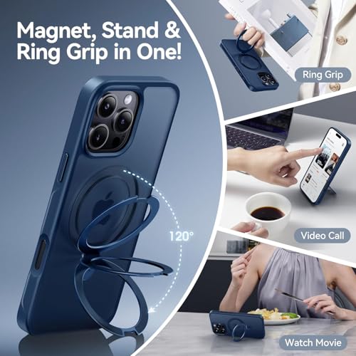 Image of iPhone 16 pro Max Magsafe Stand Case | Matte Design & 360 Protection | Military-Grade Apple iPhone 16 pro Max Cover | Ultra Premium - Blue