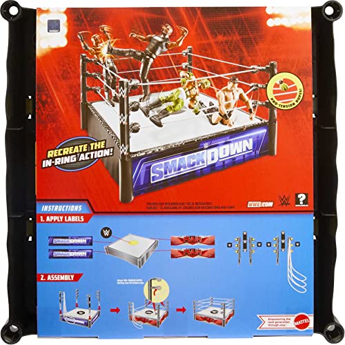 Mattel ​Wwe Superstar Ring, 14 Inches With Spring-Loaded Mat, 4 Event Apron Stickers & Pro-Tension Ropes For Wwe Action Figures #TOP4