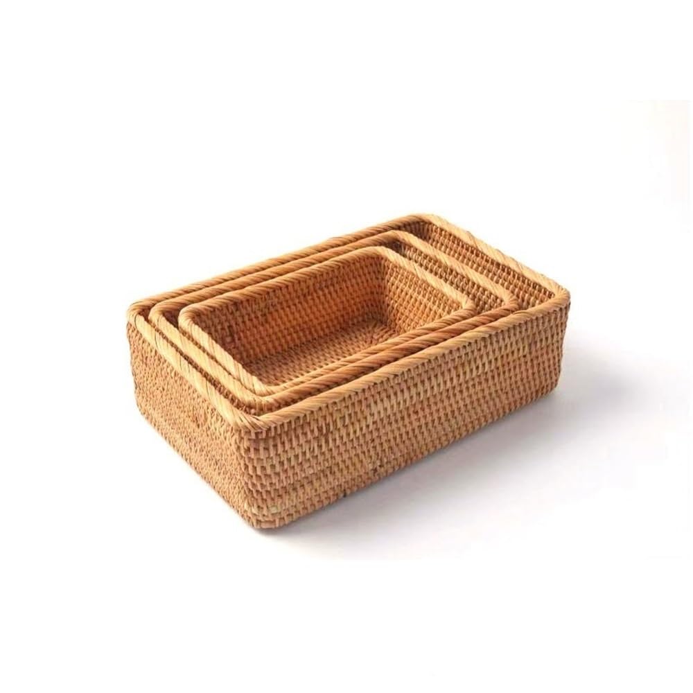 Basket Storage Box Kitchen bedroom Accessories Handmade Rattan Woven for Cosmetics Sundry,Living Room Desktop Arrangement