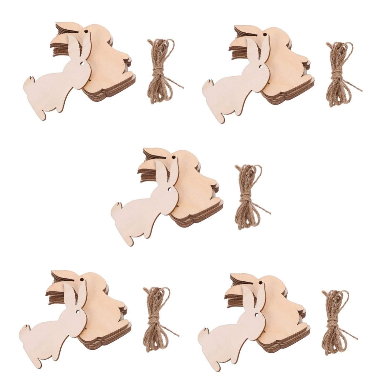 MAGICLULU 5 Set Di Decorazioni Pasquali in Legno Grezzo A Forma Di Coniglietto Per Feste Di Pasqua 30 Pezzi*5