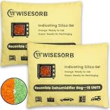 Wisesorb 2 Pack 500G Reusable Silica Gel Desiccant Dehumidifier Bags, Color Indicating Moisture Absorbers for Car, Closet, Garage, 3D Filaments, Emoisture, Microwave Rechargeable Reusable Drying Bags