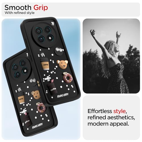 Image of Pikkme Back Cover for Realme 13 Pro / 13 Pro Plus 5G | Cute Fun Cartoon 3D Bear Silicone Full Body Protection Bumper Case (Black)