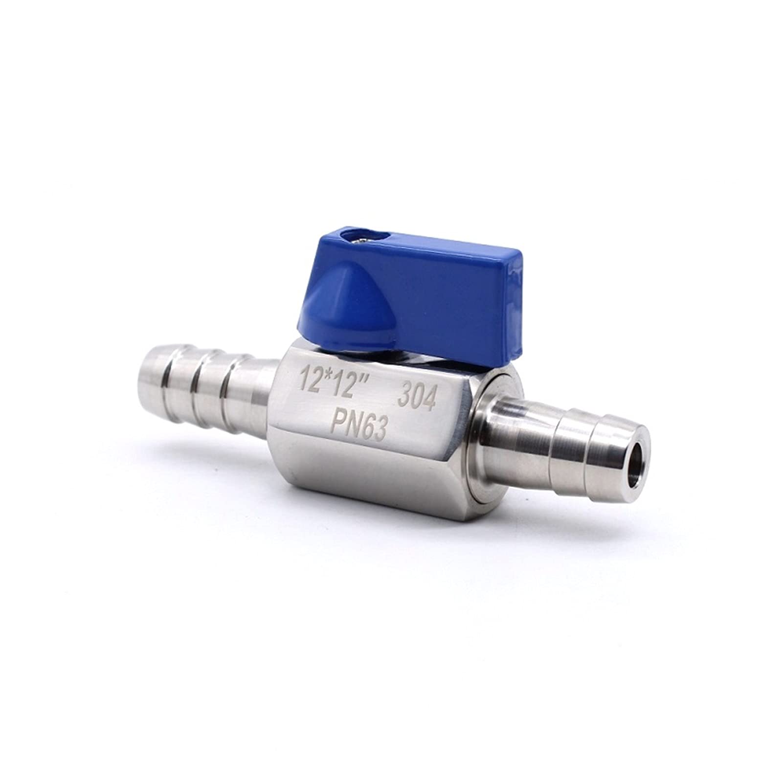 Mini válvula de Bola Sanitaria para Cerveza casera, de Acero Inoxidable Sus 304, con Mango Azul (7 x 7,5 Piezas), para Manguera de 7 mm, 8 mm, 10 mm y 12 mm.