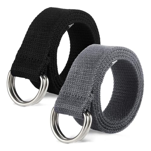 SKHAOVS 2 Piezas Cinturón Trenzado Elástico, Cinturón Trenzado Elástico Unisex, Cinturón con Hebilla con Doble Anilla en D, Vintage Cinturón Trenzado, Ancho 3.8 cm