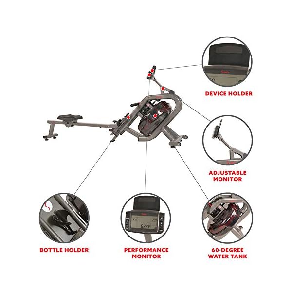 Sunny-Health-Fitness-Phantom-Hydro-Water-Rowing-Machine-SF-RW5910-Silver Sunny Health & Fitness Phantom Hydro Water Rowing Machine - SF-RW5910, Silver