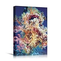 SIGNWIN Canvas Wall Art Pink, Yellow, Orange, Violet and Red Actinia Tenebrosa Coral Reef Marine Life Ocean Realism Beach Closeup Colorful Neon for Living Room, Bedroom, Office - 12x18 inches