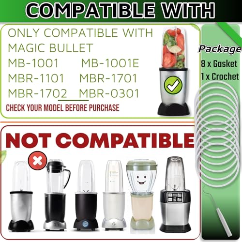 Juegos de 8 juntas con gancho para licuadora 250W Magic Bullet miniatura 3