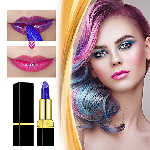 3. Bild von Blauer Rosen-Lippenstift, Farbwechselnder Lippenstift, Temperaturwechsel, Langanhaltend Feuchtigkeitsspendende, Nicht verblassende, Natürlich Pflegende Lippen (01)