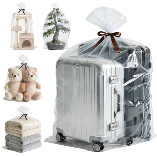 5-Pack Jumbo 100x150cm Clear Plastic Storage Bags with Ties 2 Mil Heavy-Duty Protection for Oversized Items Car Seats Strollers Suitcases Seasonal Decor & More
