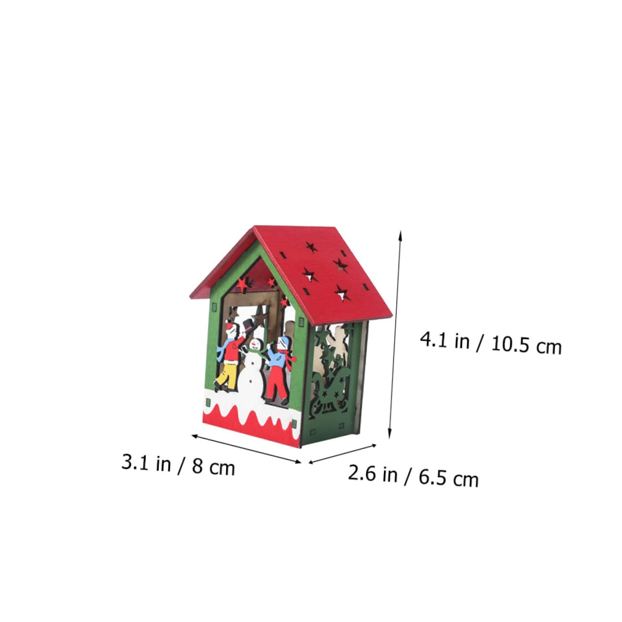 TOPBATHY 2 Set Luminous Xmas Wooden House Pendant Decorative DIY Christmas Tree Ornaments for Festive Home Decor 4 Pezzi * 2