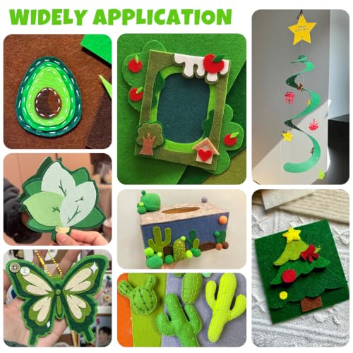Image of 30Pcs Stiff Felt Sheets, 1mm Thick Felt Fabric Squares for Sewing & DIY | 5 Shades Of Light Green Colors Craft Felt, Hard Felt, Thick Felt & Felt Paper for Patchwork, Home Decor & Handmade Projects