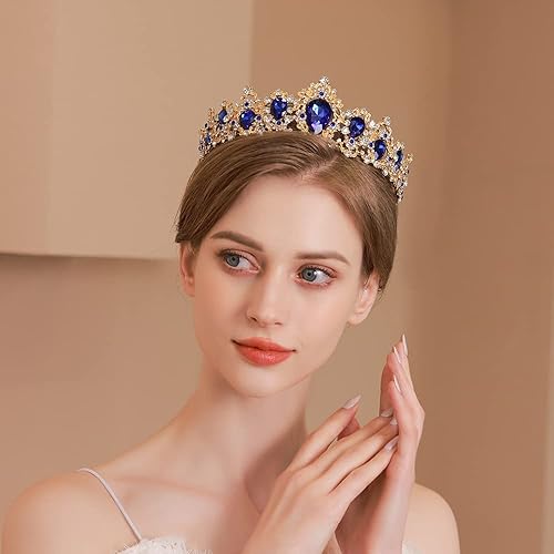 Vista 3 de Kamirola Corona barroca de reina, corona nupcial de diamantes de imitación y tiaras diadema de cristal para cumpleaños, graduación, concurso