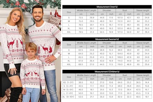 Image of Aiboria Matching Family Ugly Christmas Reindeer Snowflakes Sweater Pullover for Women /Men /Boys /Girls